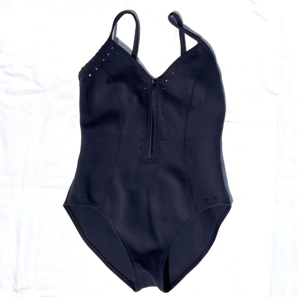 MagicSuit Sutton Scuba Zipper Lazer Cut One Piece Swimsuit Womens 14 Black